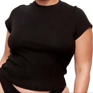 SKIMS POINTELLE COTTON TEE SOOT